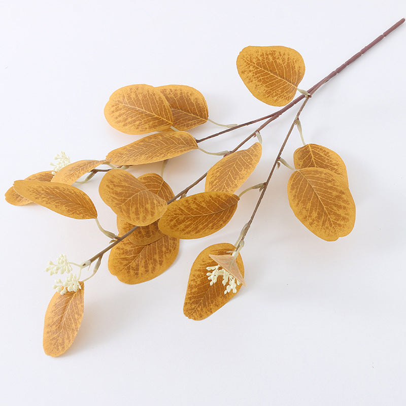 21 Inch Artificial Autumn Leaves Eucalyptus Stems with Seeds, 10 Pcs Fall Floral Arrangement Decor
