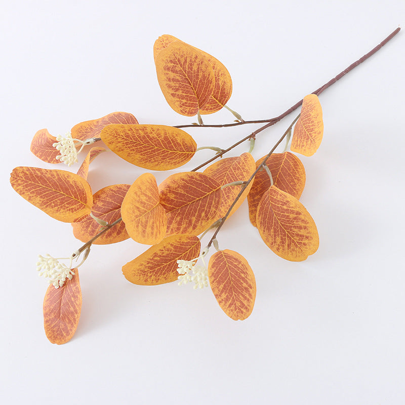 21 Inch Artificial Autumn Leaves Eucalyptus Stems with Seeds, 10 Pcs Fall Floral Arrangement Decor