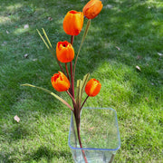 40 Inch Silk Tulip Stems 10 Pcs Orange Red Fall Winter Artificial Flowers
