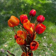 40 Inch Silk Tulip Stems 10 Pcs Orange Red Fall Winter Artificial Flowers