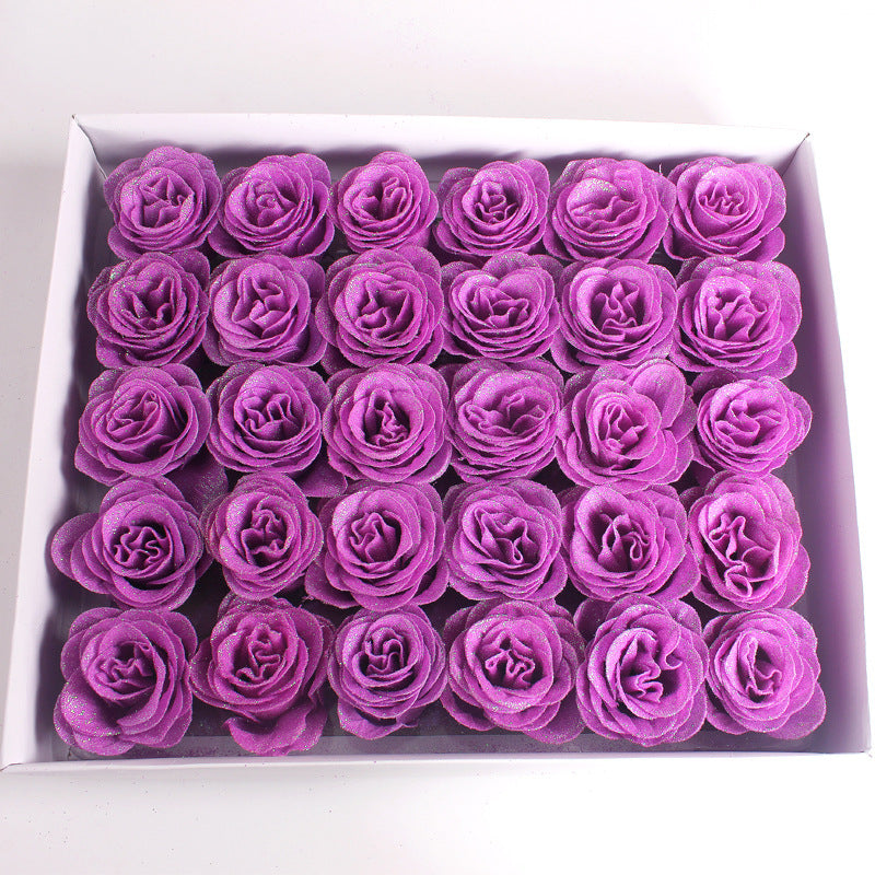 30 Pcs Artificial Glitter Roses Bouquet, 12 Inch DIY Silk Flowers for Weddings Anniversary