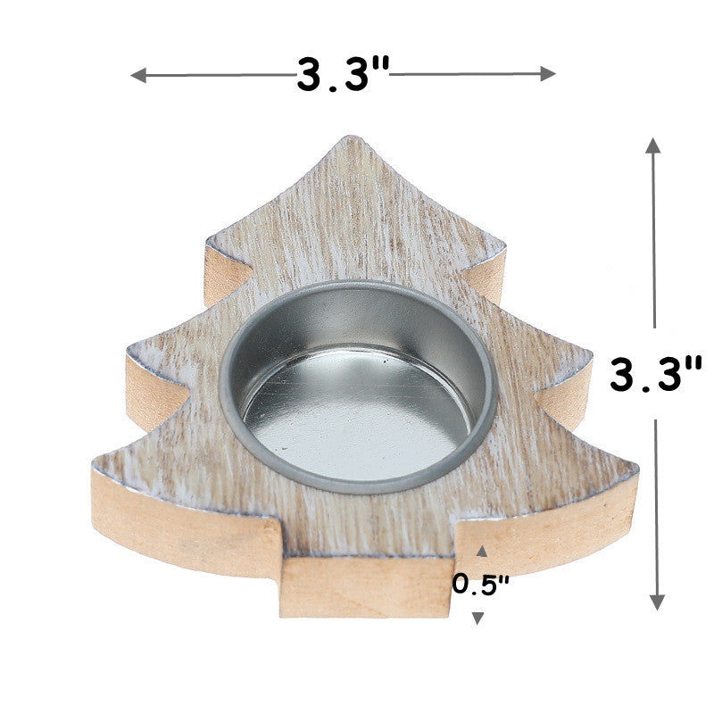 Bulk Set of 3 Wooden Christmas Candle Holder Wholesale