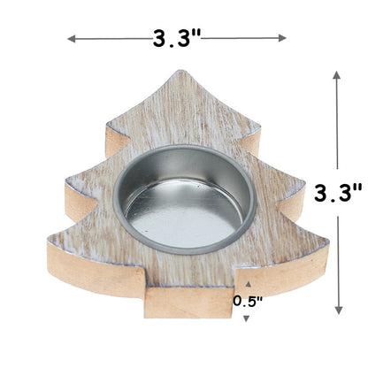 Bulk Set of 3 Wooden Christmas Candle Holder Wholesale