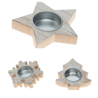 Bulk Set of 3 Wooden Christmas Candle Holder Wholesale