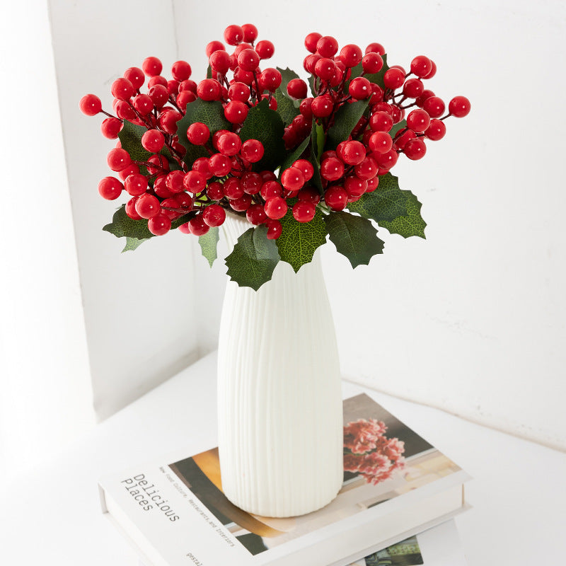 3 Styles Holly Berry Stems Picks Artificial Christmas Decoration Bulk Set