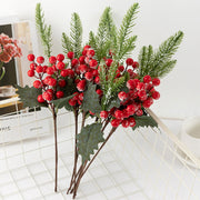 3 Styles Holly Berry Stems Picks Artificial Christmas Decoration Bulk Set