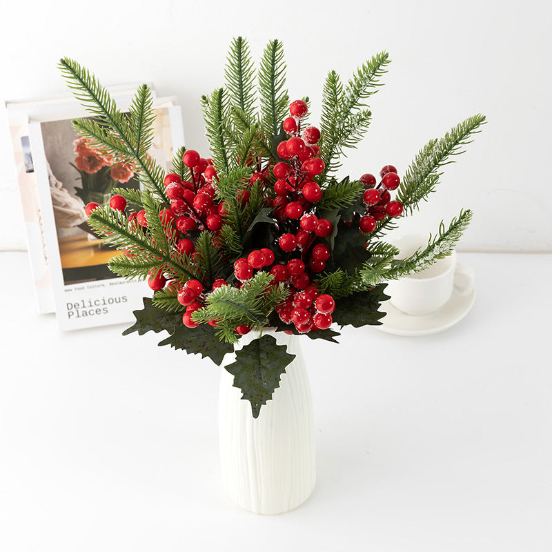3 Styles Holly Berry Stems Picks Artificial Christmas Decoration Bulk Set