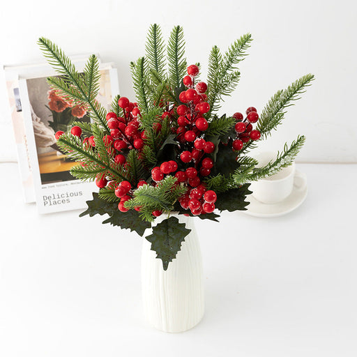 3 Styles Holly Berry Stems Picks Artificial Christmas Decoration Bulk Set