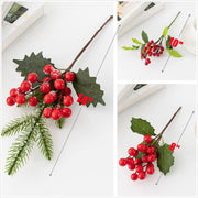 3 Styles Holly Berry Stems Picks Artificial Christmas Decoration Bulk Set