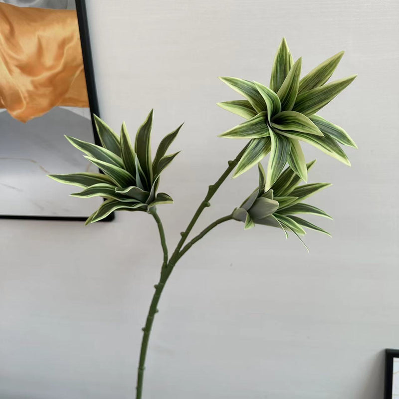 33 Inch Artificial Dracaena Stems Song of India Spray Real Touch 3 Pcs