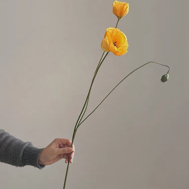23 Inch Silk Poppy Stems 10 Pcs Artificial Flowers for Autumn Decor Bulk Wholesale