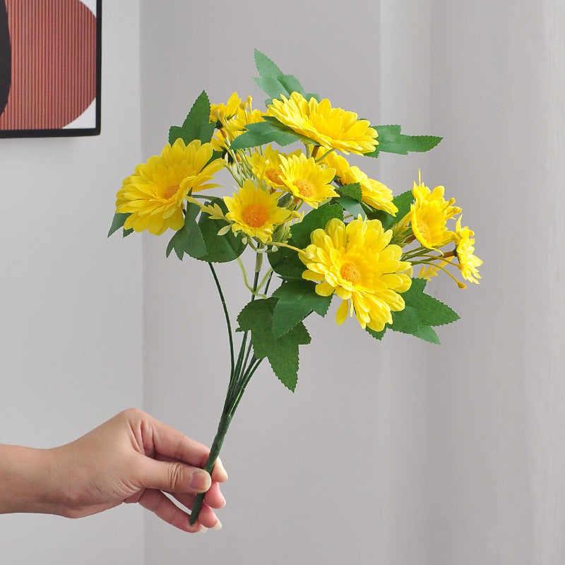 11.8 Inch Gerbera Bush Bouquet 10 Pcs Faux Silk Artificial Flowers Arrangement