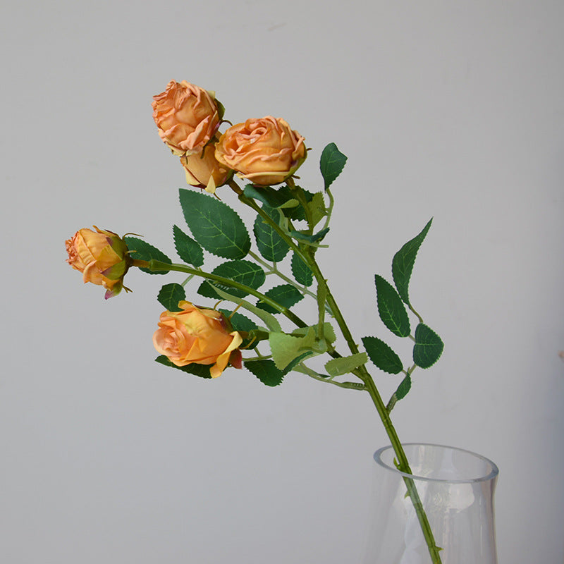 17.3 Inch Artificial Mini Roses with Burnt Edge, Lifelike Silk Flowers, Bulk for Home Decor, Wedding Centerpieces, DIY Crafts