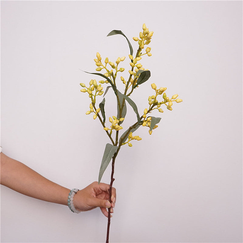 21 Inch Artificial Eucalyptus Fruit Branches 3 Stems Lifelike Silk Green Foliage for Wedding Home Decor