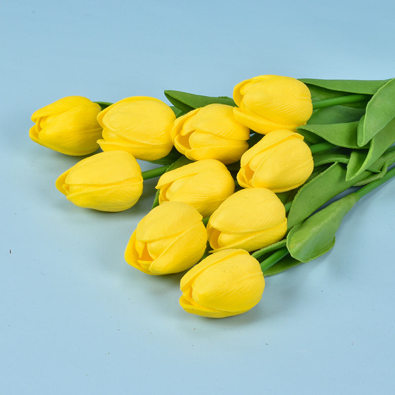 20 Packs 13.5 Inch Artificial Tulip Stems, Lifelike PU Silk Flowers for Spring Centerpieces, Easter Decor, Vase Arrangements