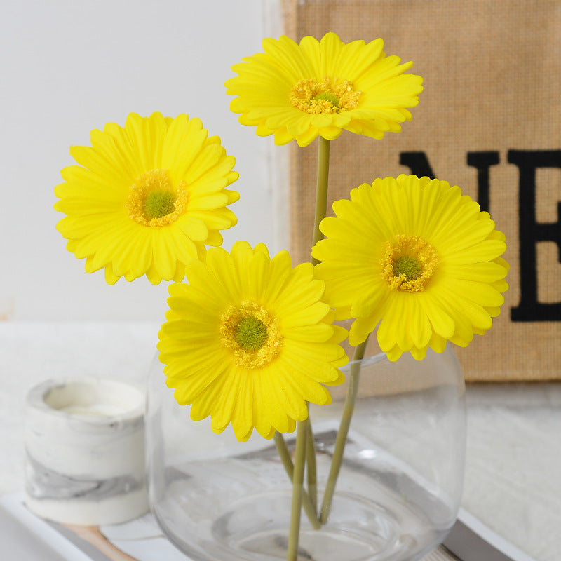 11.8 Inch Artificial Gerbera Daisy Stems, 6 Pcs Real Touch PU Flowers with Bendable Stems for Wedding Bouquets and Home Decor