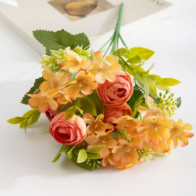 11.5 Inch Small Artificial Peony Buds Bush with Wildflowers Bouquet, 1 Piece