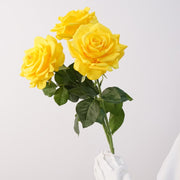 25.6 Inch Yellow Real Touch Rose Stems 6 Pcs Lifelike Silk Artificial Flowers for Wedding Home Decor