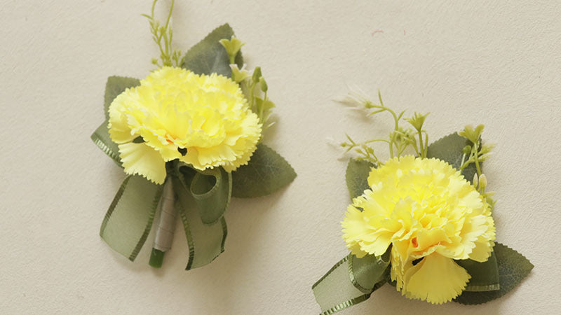 Carnation Corsage and Boutonniere Set, Bulk Wedding Party Flowers, Artificial Silk, Multiple Pieces