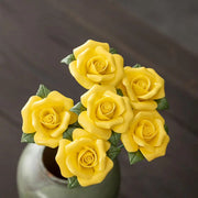 Porcelain Rose Flower Stems 10 Pcs Ceramic Craft Floral Decoration Bulk