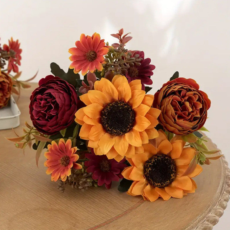 12 Inch Artificial Silk Chrysanthemum Rose Sunflower Daisy Mums Bouquet Bulk 10 Pcs