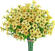 12 Bundles Artificial Flowers Plants UV Resistant Outdoor Planter Porch Patio Garden