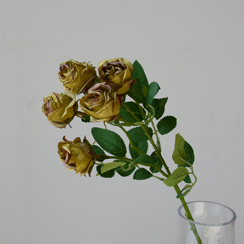 17.3 Inch Artificial Mini Roses with Burnt Edge, Lifelike Silk Flowers, Bulk for Home Decor, Wedding Centerpieces, DIY Crafts