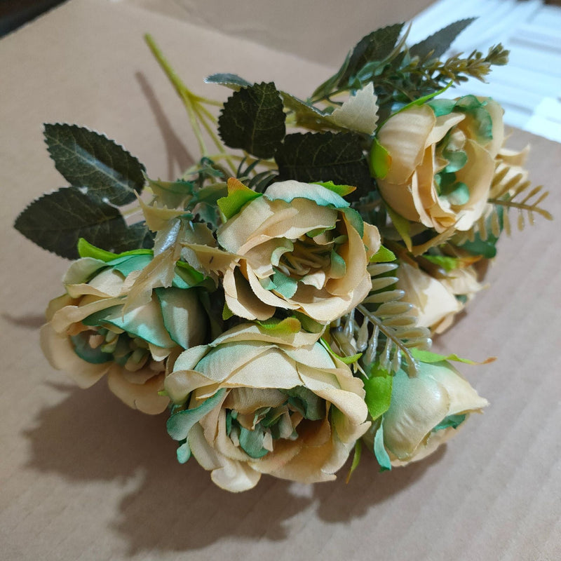 11 Inch Mini Artificial Rose Bush Stems 10 Pcs Fall Wedding Decoration Flowers