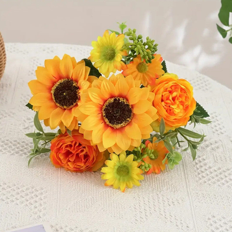 12 Inch Artificial Silk Chrysanthemum Rose Sunflower Daisy Mums Bouquet Bulk 10 Pcs