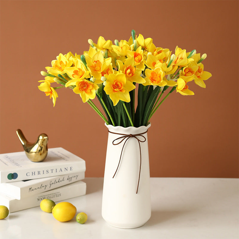 15 Pcs Artificial Silk Daffodil Stems 12 Inch March Birth Flower Narcissus Bouquet