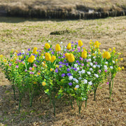 35 Pcs Mixed Yellow Tulip Artificial Flowers with Green Plants UV Resistant Outdoor