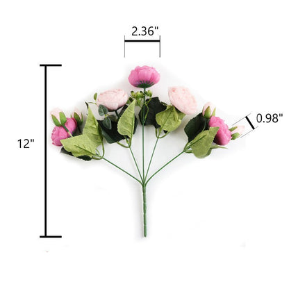 Bulk 12" Artificial Peonies Bush with Buds Silk Floral Arrangement Wholesale
