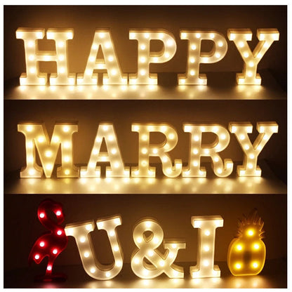 Bulk Light Up LED Letter Lights Sign for Night Light Wedding/Birthday Party Battery Powered Christmas Lamp Home Bar Decoration Wholesale