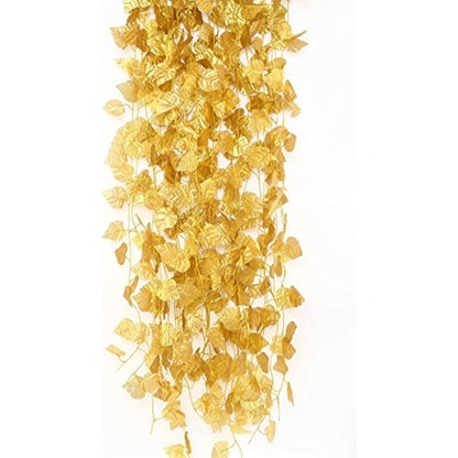 Bulk 12Pcs Artificial Golden Grape Vine Ivy Hanging Garland Plants Wholesale