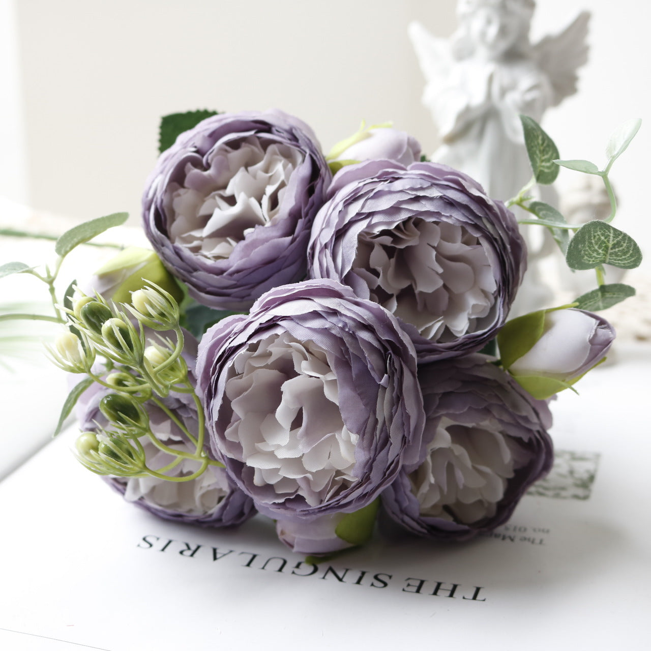 Bulk 12" Artificial Peonies Bush with Buds Silk Floral Arrangement Wholesale