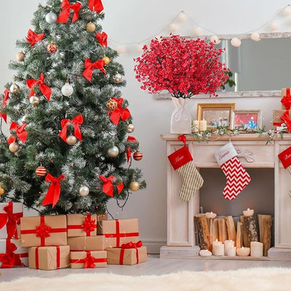 Bulk 15Pcs Red Babys Breath Artificial Flowers Real Touch Faux Gypsophila Bouquet Silk Flowers Wholesale