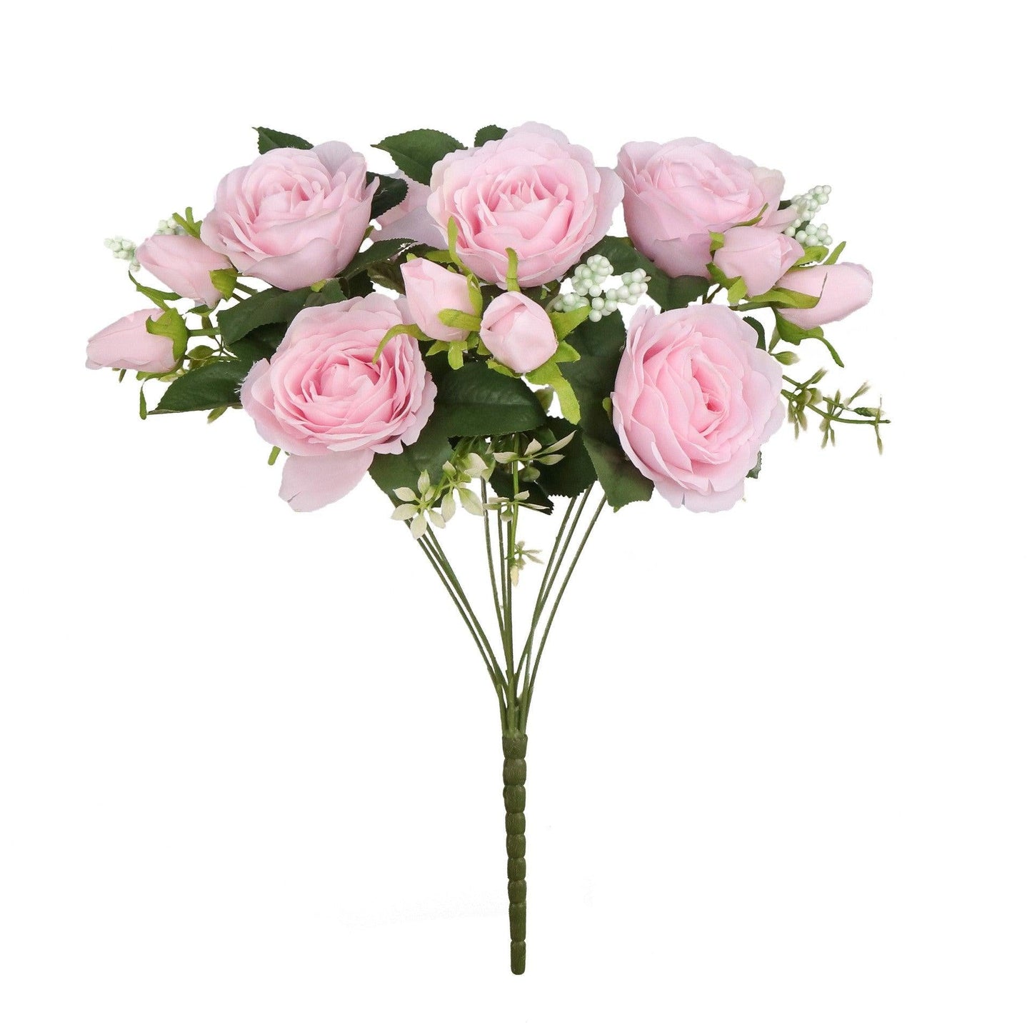 1 Bush 11 Inch Faux Flowers Roses Bouquet with Buds - Artificialmerch
