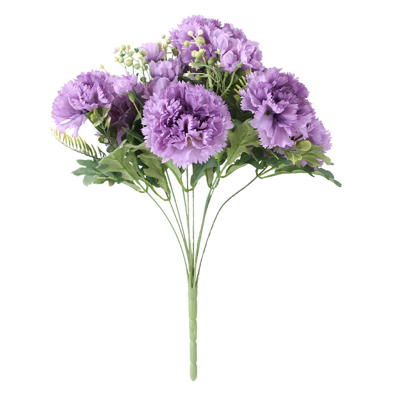 Bulk January Birth Flower Artificial Silk Flower Carnations Bush 14 Inch Wholesale