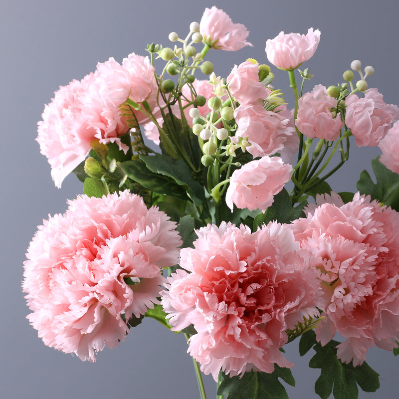 Bulk January Birth Flower Artificial Silk Flower Carnations Bush 14 Inch Wholesale