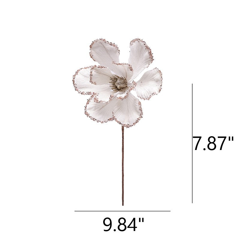 Holiday & Event Decor Glittered Artificial Christmas Flower Stems, 10", White & Burgundy