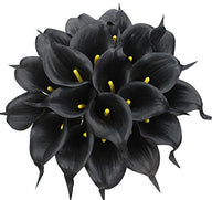 Bulk 20Pcs Calla Lily Flowers Bouquet Real Touch Black Halloween Flowers Table Centerpieces Wholesale