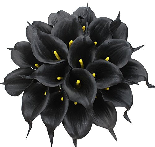 Bulk 20Pcs Calla Lily Flowers Bouquet Real Touch Black Halloween Flowers Table Centerpieces Wholesale