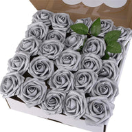 Bulk 25Pcs Rose Heads Artificial Flowers Box Set with Detachable Stems for DIY Wedding Floral Arrangements Party Centerpieces Wholesale