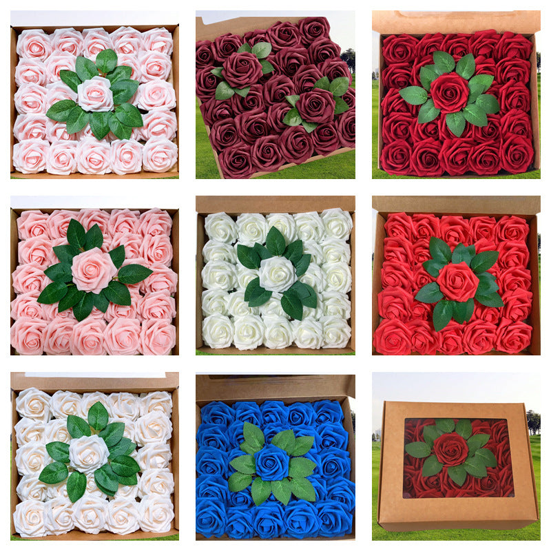 Bulk 25Pcs Rose Heads Artificial Flowers Box Set with Detachable Stems for DIY Wedding Floral Arrangements Party Centerpieces Wholesale