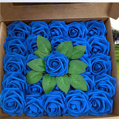 Bulk 25Pcs Rose Heads Artificial Flowers Box Set with Detachable Stems for DIY Wedding Floral Arrangements Party Centerpieces Wholesale