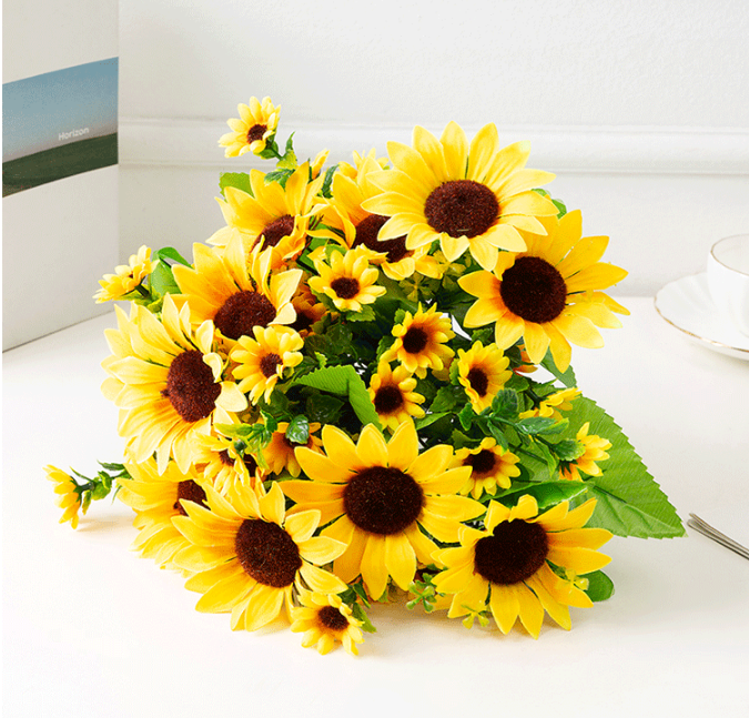 Bulk Artificial Sunflower Flower Stems Sunflower Centerpieces Arrangements Wholesale