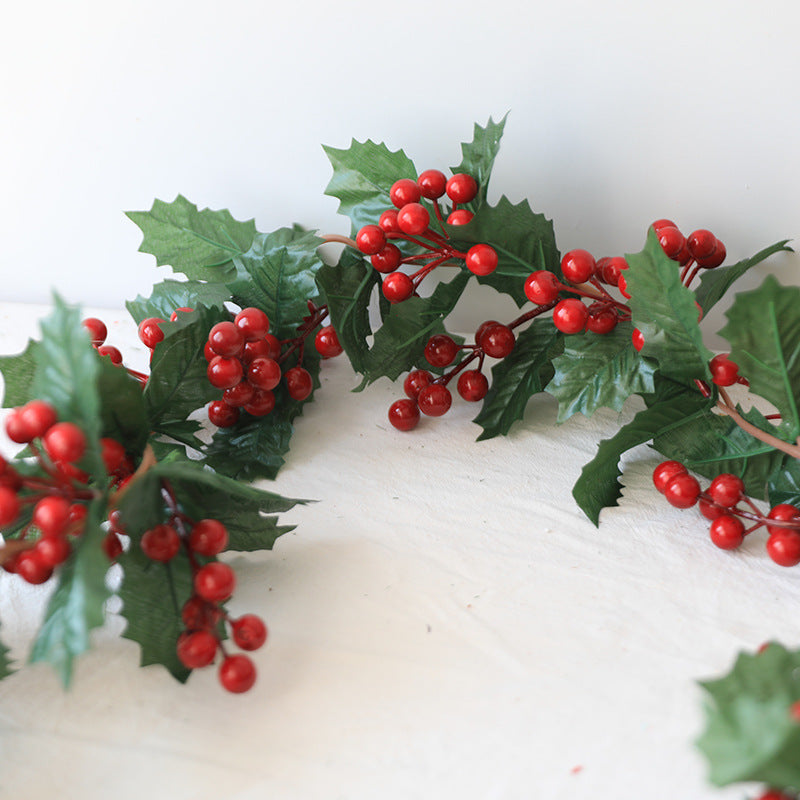 Event & Commercial Christmas Holly Berry Garland, 70.9" L, Red Berries & Green Foliage Vine