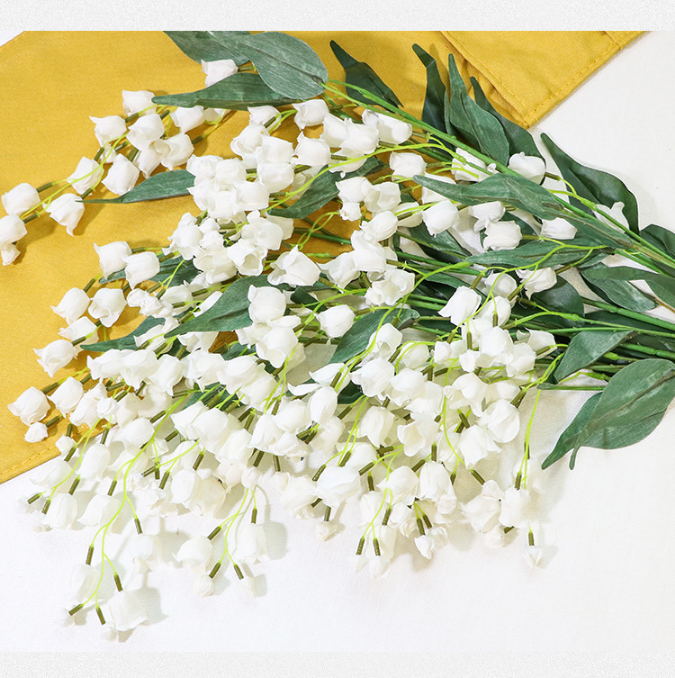 Bulk 39" Lily of The Valley Hanging Orchid Long Stem Silk Artificial Flowers Wholesale