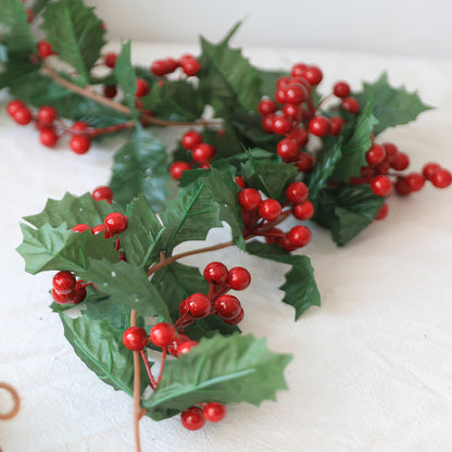 Event & Commercial Christmas Holly Berry Garland, 70.9" L, Red Berries & Green Foliage Vine