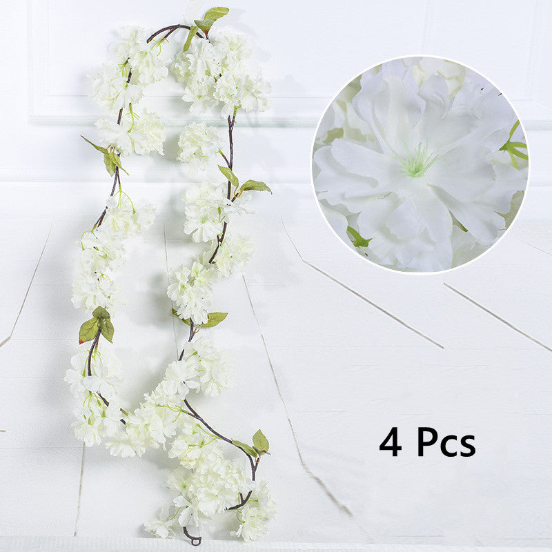 Bulk 4 Pcs Japanese Cherry Blossom Flower Vines Artificial Flowers for Outdoors Hanging Silk Flowers Garland Wholesale